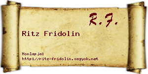 Ritz Fridolin névjegykártya